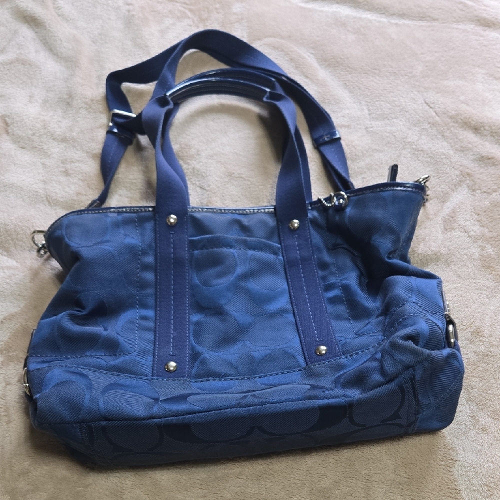 Coach Navy Blue Signature Shoulder Bag